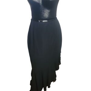 Ribkoff Trends 90's Black Ruffled Asymmetrical Hemline Skirt 12